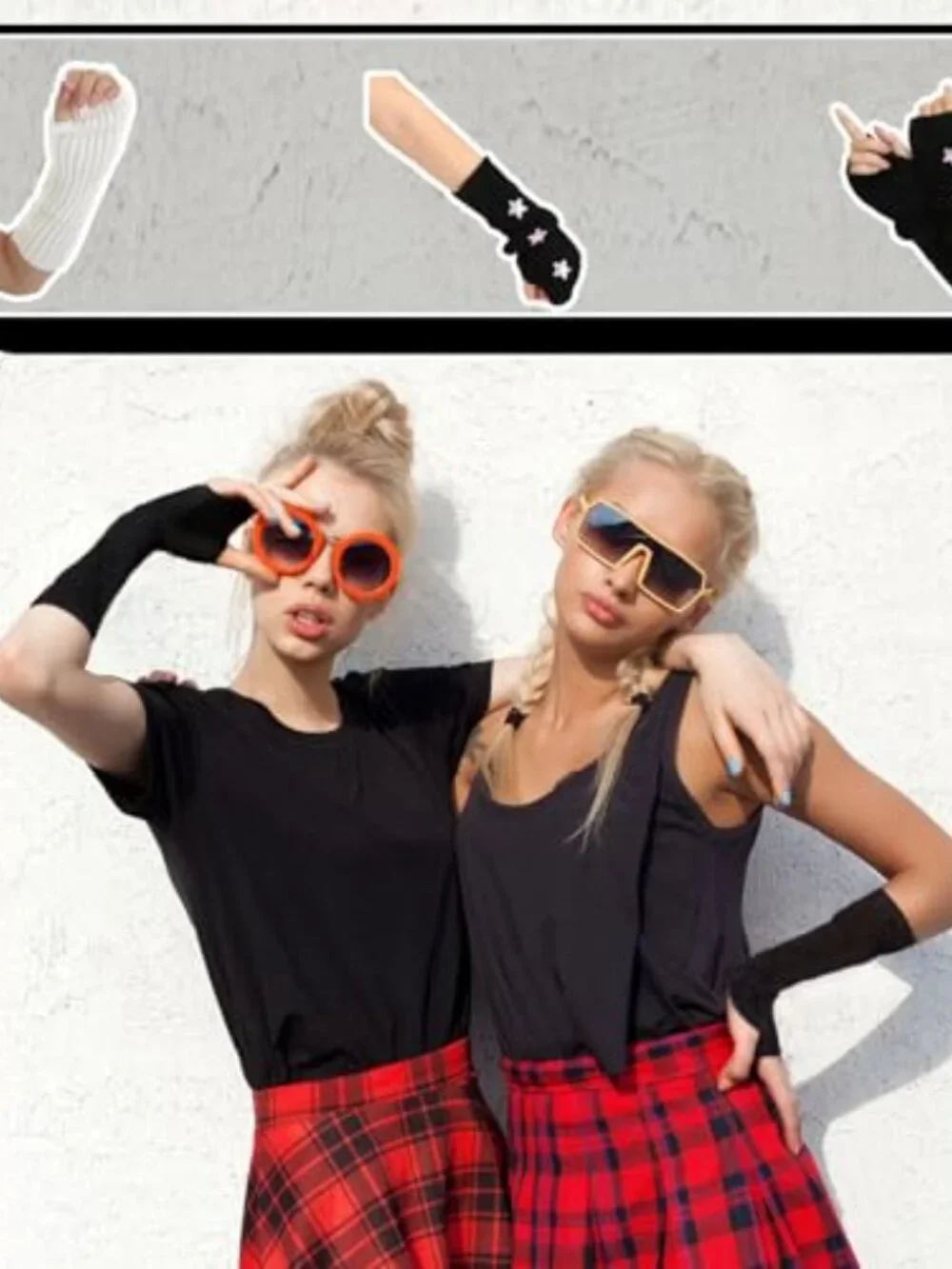 4 Pack Knit Arm Warmers Fingerless Gloves Y2K Kawaii Star